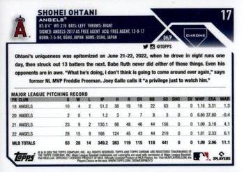 2023 Topps Chrome #17 Shohei Ohtani Back
