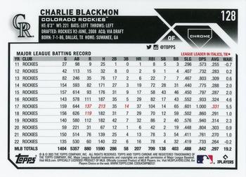 2023 Topps Chrome #128 Charlie Blackmon Back