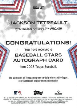 2023 Topps - Baseball Stars Autographs (Series Two) #BSA-JT Jackson Tetreault Back