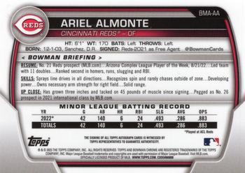 2023 Bowman - Chrome Prospects Mojo Autographs #BMA-AA Ariel Almonte Back