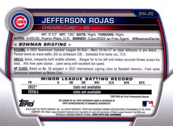 2023 Bowman - Chrome Prospects Mojo Autographs #BMA-JRS Jefferson Rojas Back