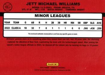 2023 Donruss - Retro 1990 Materials Red #90M-JI Jett Williams Back