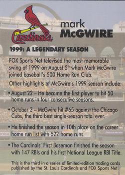 1998-23 St. Louis Cardinals Fox Sports Net #3 Mark McGwire Back