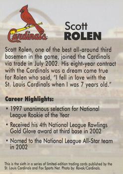 1998-23 St. Louis Cardinals Fox Sports Net #6 Scott Rolen Back
