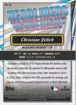 2023 Finest - Headliners #FH-19 Christian Yelich Back