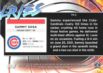 2023 Finest - Finest Rivalries Die Cuts #FR-5 Sammy Sosa Back