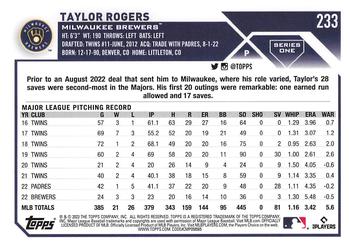 2023 Topps - All-Star Game #233 Taylor Rogers Back