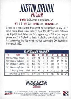 2023 Choice Oklahoma City Dodgers #4 Justin Bruihl Back