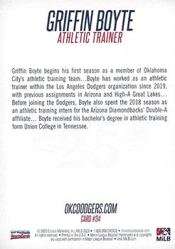 2023 Choice Oklahoma City Dodgers #34 Griffin Boyte Back