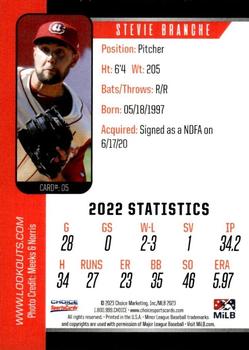2023 Choice Chattanooga Lookouts #05 Stevie Branche Back