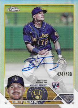 2023 Topps Chrome - Rookie Autographs Refractor #RA-BT Brice Turang Front