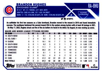 2023 Topps Chrome - Rookie Autographs Blue RayWave #RA-BHU Brandon Hughes Back