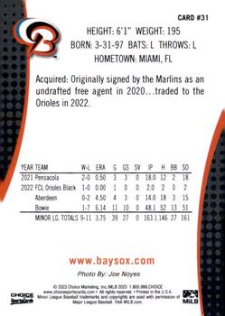 2023 Choice Bowie Baysox #31 Antonio Velez Back