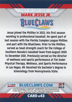 2023 Choice Jersey Shore BlueClaws #43 Mark Jesse Jr. Back