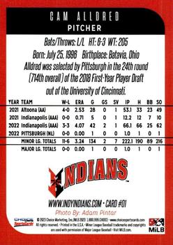 2023 Choice Indianapolis Indians #01 Cam Alldred Back