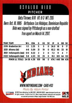 2023 Choice Indianapolis Indians #03 Osvaldo Bido Back