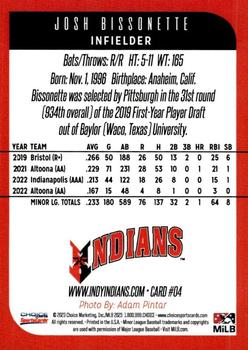 2023 Choice Indianapolis Indians #04 Josh Bissonette Back
