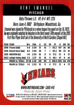 2023 Choice Indianapolis Indians #10 Kent Emanuel Back