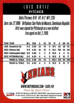 2023 Choice Indianapolis Indians #18 Luis Ortiz Back