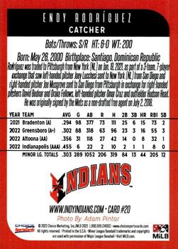2023 Choice Indianapolis Indians #20 Endy Rodriguez Back