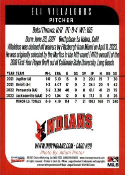 2023 Choice Indianapolis Indians #29 Eli Villalobos Back