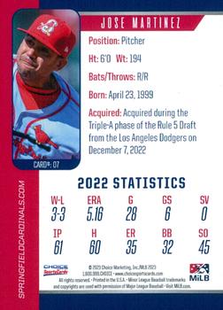 2023 Choice Springfield Cardinals #7 Jose Martinez Back