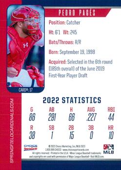 2023 Choice Springfield Cardinals #17 Pedro Pages Back