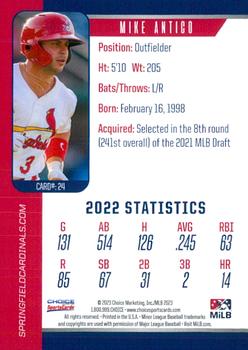 2023 Choice Springfield Cardinals #24 Mike Antico Back