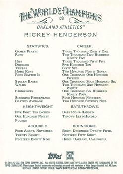 2023 Topps Allen & Ginter #138 Rickey Henderson Back
