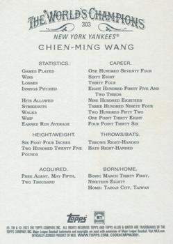 2023 Topps Allen & Ginter #303 Chien-Ming Wang Back