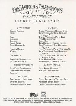 2023 Topps Allen & Ginter #352 Rickey Henderson Back