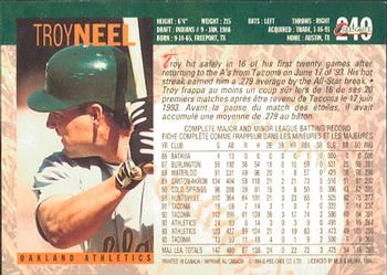 1994 O-Pee-Chee #249 Troy Neel Back