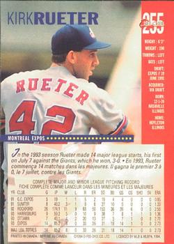 1994 O-Pee-Chee #255 Kirk Rueter Back