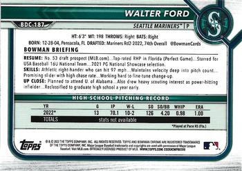 2022 Bowman Draft - Chrome Asia Refractor #BDC-187 Walter Ford Back