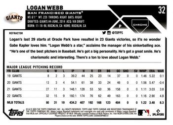 2023 Topps Chrome - Refractor #32 Logan Webb Back