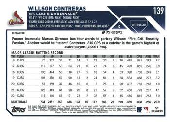 2023 Topps Chrome - Refractor #139 Willson Contreras Back