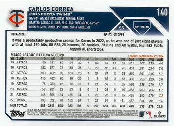 2023 Topps Chrome - Refractor #140 Carlos Correa Back