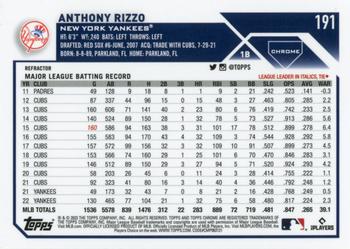 2023 Topps Chrome - Refractor #191 Anthony Rizzo Back