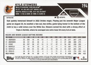 2023 Topps Chrome - Refractor #194 Kyle Stowers Back