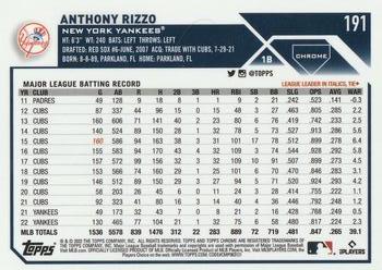 2023 Topps Chrome - X-Fractor #191 Anthony Rizzo Back