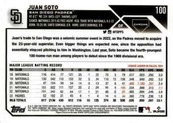 2023 Topps Chrome - Sepia Refractor #100 Juan Soto Back