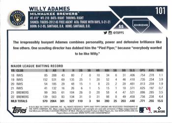 2023 Topps Chrome - Sepia Refractor #101 Willy Adames Back