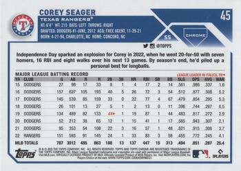 2023 Topps Chrome - Pink Refractor #45 Corey Seager Back