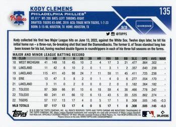 2023 Topps Chrome - Pink Refractor #135 Kody Clemens Back