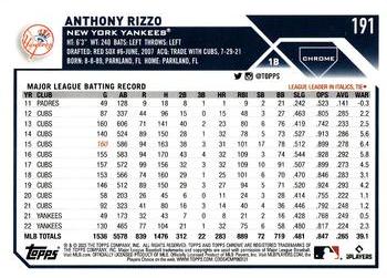 2023 Topps Chrome - Pink Refractor #191 Anthony Rizzo Back