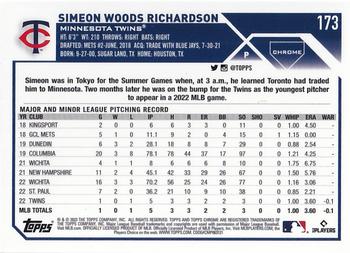2023 Topps Chrome - Purple Speckle Refractor #173 Simeon Woods Richardson Back