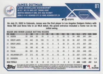 2023 Topps Chrome - Purple Refractor #81 James Outman Back