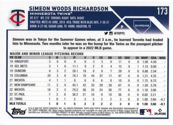 2023 Topps Chrome - Purple Refractor #173 Simeon Woods Richardson Back