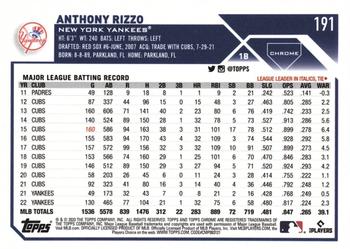 2023 Topps Chrome - Gold Wave Refractor #191 Anthony Rizzo Back