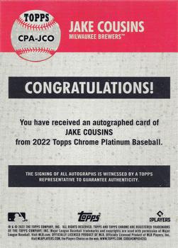 2022 Topps Chrome Platinum Anniversary - Autographs #CPA-JCO Jake Cousins Back